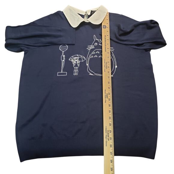 Studio by Torrid Totoro Sweater 1X Blue Animecore Fall Knit Peter Pan Collar - Picture 7 of 10